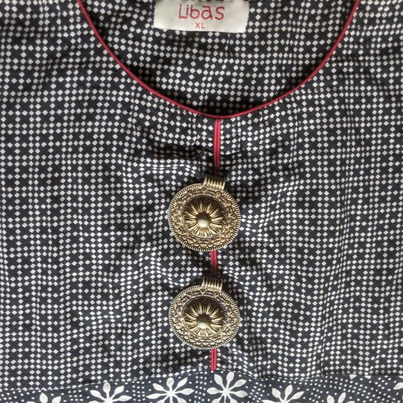 Black, White, Red Authentic Anarkalis Indian Dress Size XL - Picture 5 of 7